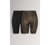 Yourset 2 Pack Curve Leopard Stretch Cycling Shorts - Women's - Plus Size Curve Black