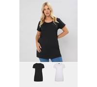 Yours Curve 2 Pack Black & Longline T-Shirts - Women's - Plus Size Curve