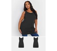 Yours Curve 2 Pack Longline Vest Tops - Women's - Plus Size Curve Black