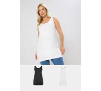 Yours 2 Pack Longline Vest Tops In Black Black 20