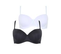 Yours 2 Pack Moulded T-Shirt Bras In Black Black 48DD
