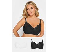 Yours 2 Pack & White Non-Padded Non-Wired Full Cup Bras - Women's - Plus Size Curve