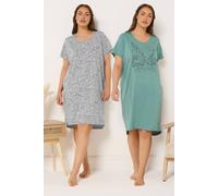 Yours Women's 2 Pack Paris Scene Nightdresses | Size: 22-24 Yours Multicolor 22-24