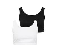 Yours Curve 2 Pack & White Ribbed Crop Tops - Women's - Plus Size Curve