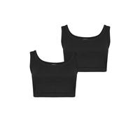 Yours Curve 2 Pack Ribbed Crop Tops - Women's - Plus Size Curve Black