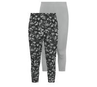 Yours 2 Pack Curve Grey Swirl Cropped Leggings - Women's - Plus Size Curve
