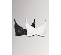 Yours Women's 2 Pack Swirl Lace Bras in Black | Size: 42C Yours Black 42C