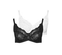 Yours Women's 2 Pack Swirl Lace Bras in Black | Size: 46DD Yours Black 46DD