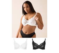 Yours Women's 2 Pack Swirl Lace Bras in Black | Size: 50G Yours Black 50G
