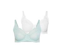 Yours 2 Pack Curve Mint Green & White Swirl Lace Bras - Women's - Plus Size Curve