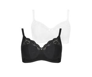 Yours - 2 Pack & White Non-Wired Soft Cup Bras - Women's - Plus Size Curve