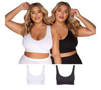 Yours 2 Pack White & Seamless Padded Non-Wired Bralettes - Women's - Plus Size Curve
