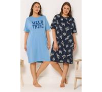 Yours 2 Pack Zebra Sleep Tee Nightdresses Multi 18-20