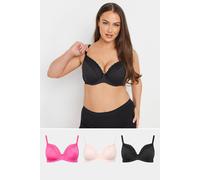 Yours 3 Pack Curve & Pink Animal Mesh Underwired Bras - Women's - Plus Size Curve