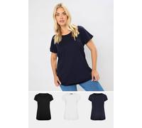 Yours 3 Pack Curve Navy Blue & Black Core T-Shirts - Women's - Plus Size Curve