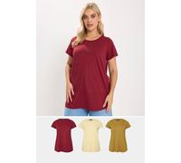Yours 3 Pack Core T-Shirts In Dark Red Dark Red 22-24