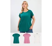 Yours Curve 3 Pack Pink & Core T-Shirts - Women's - Plus Size Curve