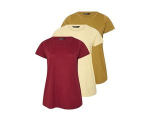 Yours 3 Pack Curve Butter Yellow & Burgundy Core T-Shirts - Women's - Plus Size Curve