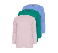 Yours 3 Pack Curve Green & Blue Long Sleeve T-Shirts - Women's - Plus Size Curve