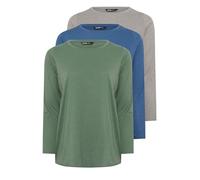 Yours 3 Pack Curve & Green Long Sleeve T-Shirts - Women's - Plus Size Curve