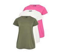 Yours 3 Pack Curve Khaki Green & Pink Core T-Shirts - Women's - Plus Size Curve