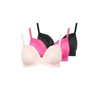 Yours 3 Pack Curve & Pink Animal Mesh Underwired Bras - Women's - Plus Size Curve