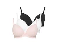 Yours 3 Pack Curve & Pink Cotton Padded Lace Bras - Women's - Plus Size Curve