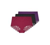 Yours 3 Pack Curve & Purple Lace Back High Waisted Knickers - Women's - Plus Size Curve