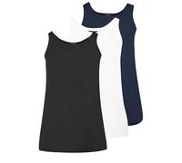 Yours 3 Pack Essential Core Curve Soft Stretch Jersey Cami Vest Tank Top - Women's - Plus Size Black Multipack