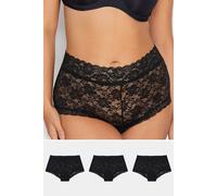 Yours 3 Pack Curve Lace Mid Rise Shorts - Women's - Plus Size Curve Black