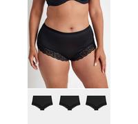 Yours Curve 3 Pack Lace Trim Briefs - Women's - Plus Size Curve Black
