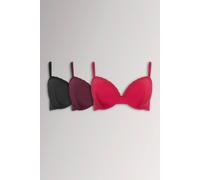 Yours 3 Pack Lace Trim Padded Bras In Red Red