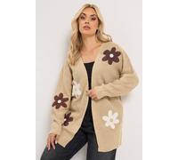 Yours Women's 3D Floral Midi Cardigan Sweater in Natural | Size: 14/16