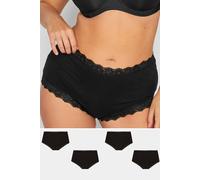 Yours 4 Pack Curve Lace Trim High Waisted Shorts - Women's - Plus Size Curve Black