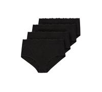 Yours 4 Pack Curve Lace Trim High Waisted Full Briefs - Women's - Plus Size Curve Black
