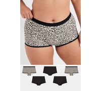 Yours 5 Pack Curve Natural Brown Animal Print Shorts - Women's - Plus Size Curve