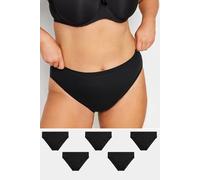 Yours 5 Pack Curve Cotton High Waisted Maxi Full Brief Knickers High Leg - Women's - Plus Size Curve Multipack Black 38-40