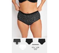 Yours 5 Pack Curve & White Butterfly Design High Waisted Full Briefs - Women's - Plus Size Curve