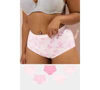 Yours 5 Pack Curve Butterfly Print Full Briefs - Women's - Plus Size Curve Pink