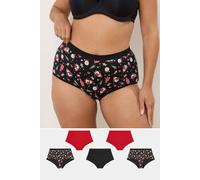 Yours 5 Pack Christmas Print Full Briefs In Black Black 18-20