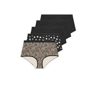 Yours 5 Pack Curve Animal Heart High Waisted Full Briefs - Women's - Plus Size Curve Black