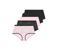 Yours 5 Pack Curve & Black Heart Print Full Briefs - Women's - Plus Size Curve