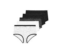 Yours 5 Pack Curve & White Butterfly Design High Waisted Full Briefs - Women's - Plus Size Curve