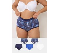 Yours 5 Pack Floral Butterfly Print Full Briefs In Dark Blue Dark Blue 30-32