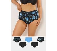 Yours Women's 5 Pack Floral Full Briefs in Black | Size: 26-28 Yours Black 26-28