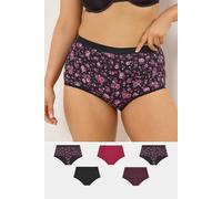 Yours 5 Pack Curve Red Floral Full Briefs - Women's - Plus Size Curve
