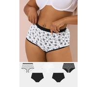 Yours 5 Pack Curve Black & Floral Print Full Briefs - Women's - Plus Size Curve