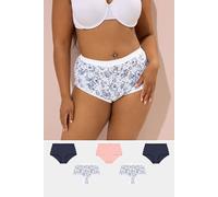 Yours 5 Pack Floral Print Full Briefs In Blue Blue 22-24