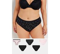 Yours 5 Pack Curve & Pink Star Print High Leg Knickers - Women's - Plus Size Curve