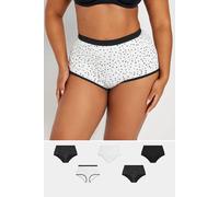 Yours 5 Pack Curve & White Star Print High Waisted Shorts - Women's - Plus Size Curve